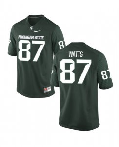 Men's Michigan State Spartans NCAA #87 Jahz Watts Green Authentic Nike Stitched College Football Jersey DJ32R70HG